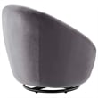 Modway Buttercup Performance Velvet Swivel Chair in Black/Gray