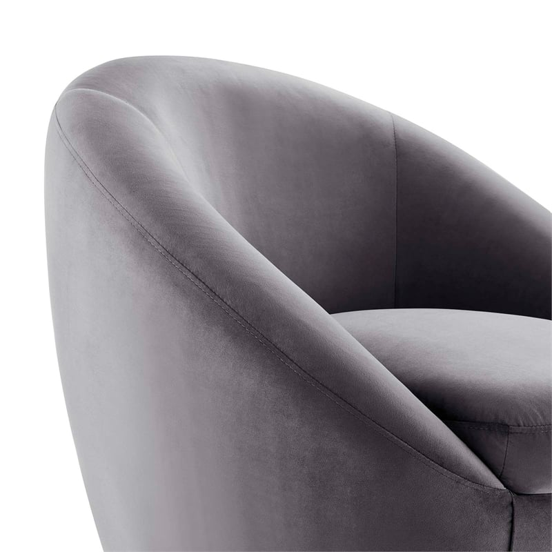 Modway Buttercup Performance Velvet Swivel Chair in Black/Gray
