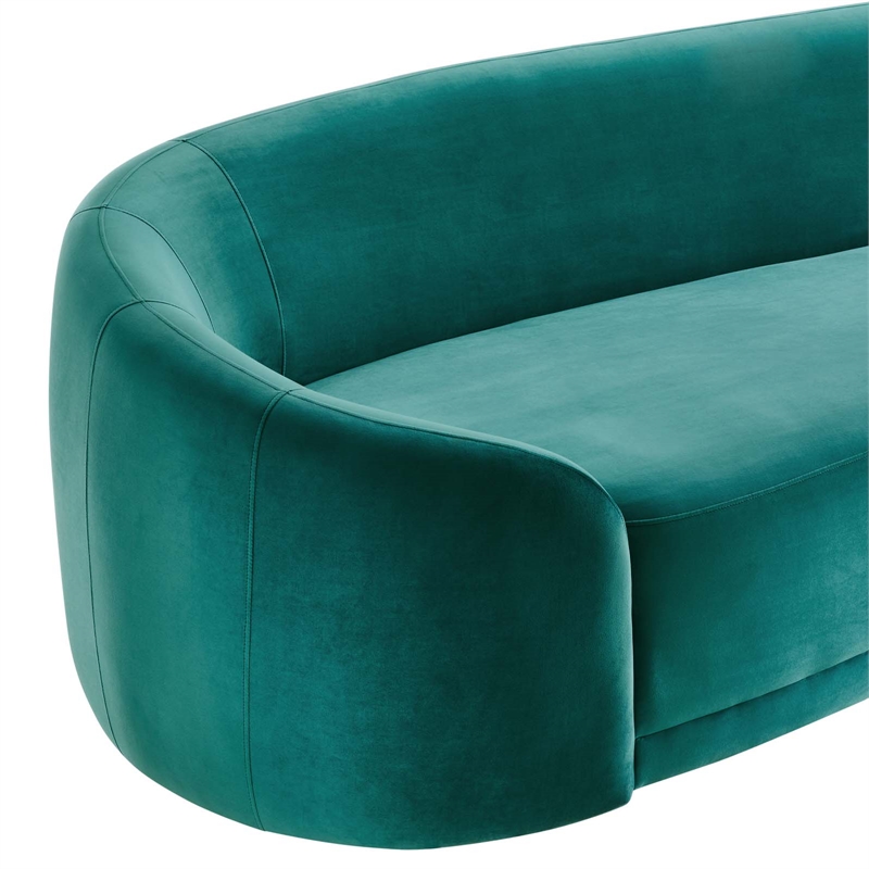 Modway Contessa Modern Performance Velvet & Foam Sofa in Teal Blue