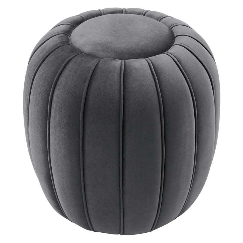 Modway Celebrate Modern Channel Tufted Performance Velvet Ottoman in Gray