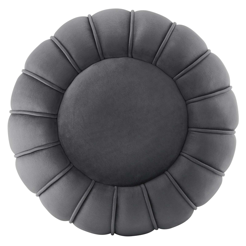 Modway Celebrate Modern Channel Tufted Performance Velvet Ottoman in Gray
