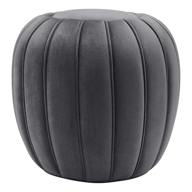 Modway Celebrate Modern Channel Tufted Performance Velvet Ottoman in Gray
