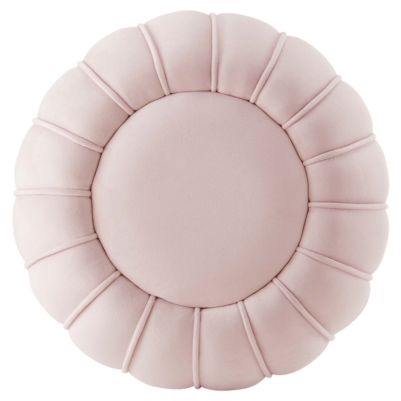 Modway Celebrate Modern Channel Tufted Performance Velvet Ottoman in Pink