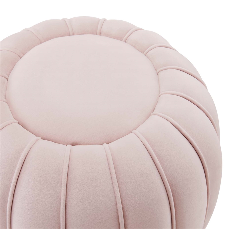 Modway Celebrate Modern Channel Tufted Performance Velvet Ottoman in Pink