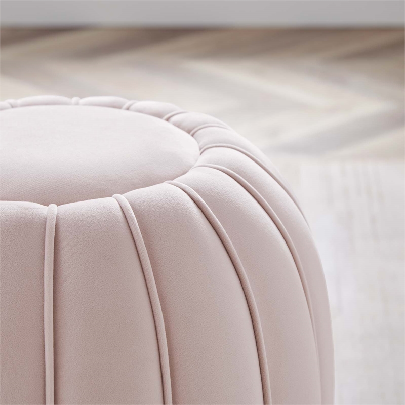 Modway Celebrate Modern Channel Tufted Performance Velvet Ottoman in Pink