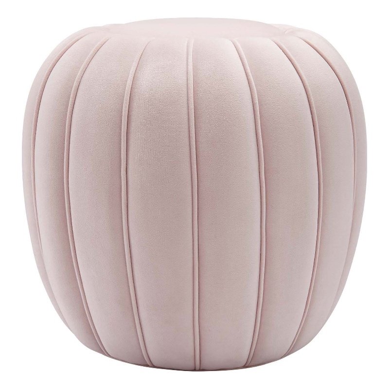 Modway Celebrate Modern Channel Tufted Performance Velvet Ottoman in Pink