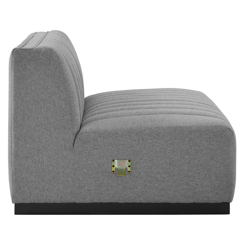Modway Conjure Modern Channel Tufted Fabric Armless Chair in Light Gray