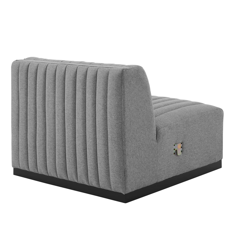 Modway Conjure Modern Channel Tufted Fabric Armless Chair in Light Gray