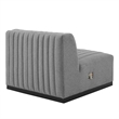 Modway Conjure Modern Channel Tufted Fabric Armless Chair in Light Gray