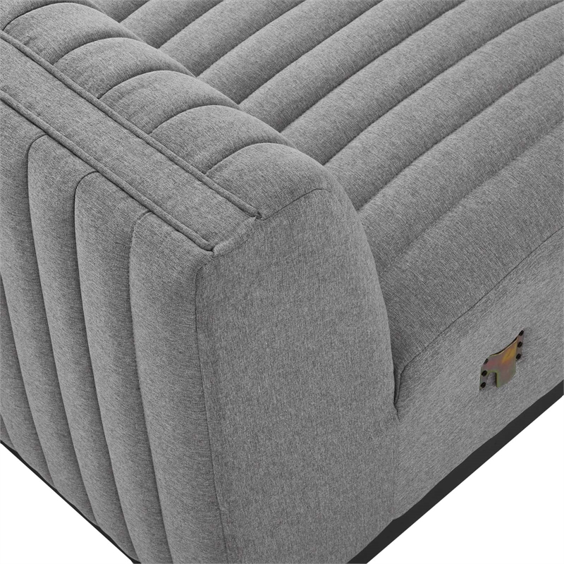 Modway Conjure Modern Channel Tufted Fabric Armless Chair in Light Gray