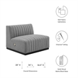 Modway Conjure Modern Channel Tufted Fabric Armless Chair in Light Gray