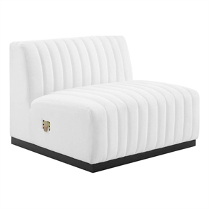 modway conjure channel tufted fabric armless chair in black/white
