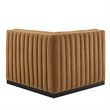 Modway Conjure Modern Channel Tufted Velvet Left Corner Chair in Cognac Brown