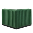 Modway Conjure Modern Channel Tufted Velvet Left Corner Chair in Emerald Green