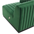 Modway Conjure Modern Channel Tufted Velvet Left Corner Chair in Emerald Green