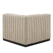 Modway Conjure Modern Channel Tufted Fabric Left Corner Chair in Beige