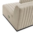 Modway Conjure Modern Channel Tufted Fabric Left Corner Chair in Beige
