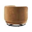 Modway Embrace Upholstered Velvet Fabric Swivel Chair in Black/Cognac Brown