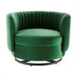 Modway Embrace Upholstered Velvet Fabric Swivel Chair in Black/Emerald Green