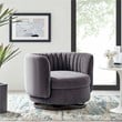Modway Embrace Upholstered Velvet Fabric Swivel Chair in Black/Gray