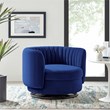 Modway Embrace Upholstered Velvet Fabric Swivel Chair in Black/Navy