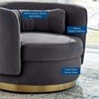 Modway Relish Upholstered Performance Velvet Swivel Chair in Gold/Gray