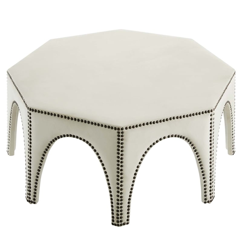 Modway Victory Modern Performance Velvet Ottoman in Ivory/Black