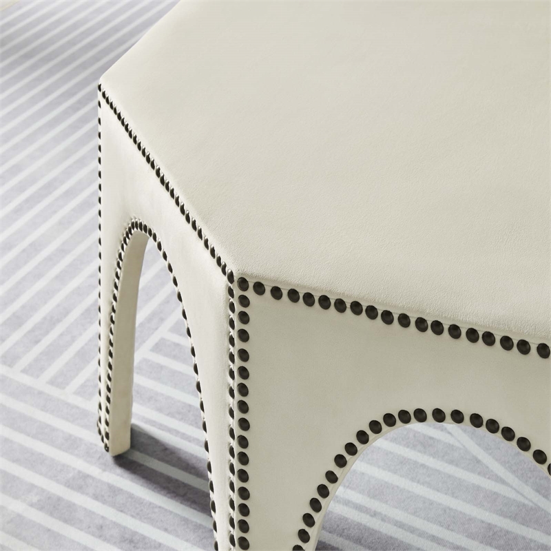 Modway Victory Modern Performance Velvet Ottoman in Ivory/Black