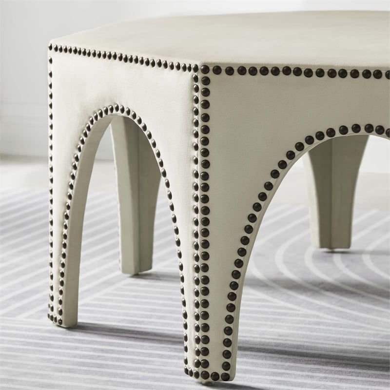 Modway Victory Modern Performance Velvet Ottoman in Ivory/Black