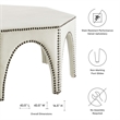 Modway Victory Modern Performance Velvet Ottoman in Ivory/Black