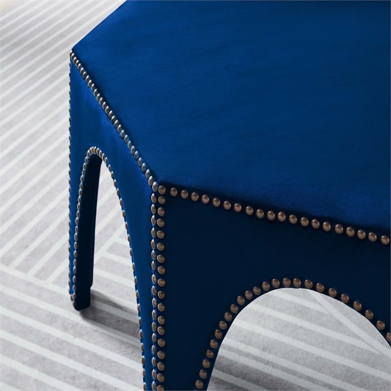 Modway Victory Modern Performance Velvet Ottoman in Navy/Black