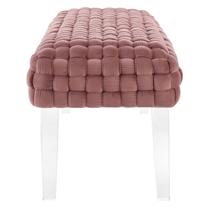 Modway Prologue Modern Woven Performance Velvet Ottoman in Dusty Rose Pink