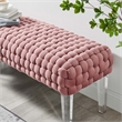 Modway Prologue Modern Woven Performance Velvet Ottoman in Dusty Rose Pink