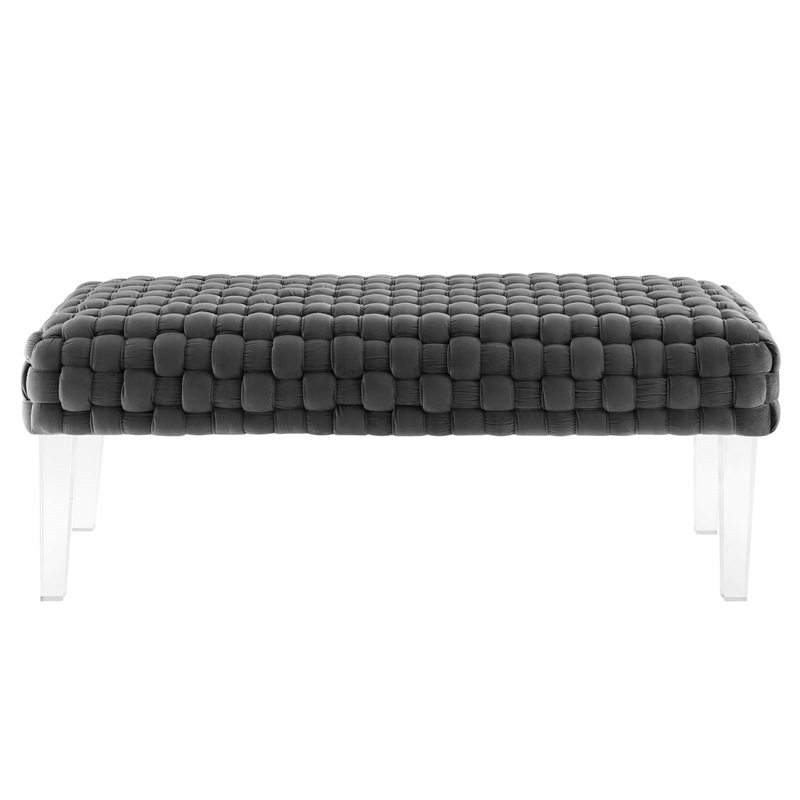 Modway Prologue Modern Woven Performance Velvet Ottoman in Gray