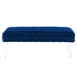 Modway Prologue Modern Woven Performance Velvet Ottoman in Navy