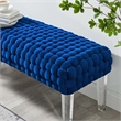 Modway Prologue Modern Woven Performance Velvet Ottoman in Navy