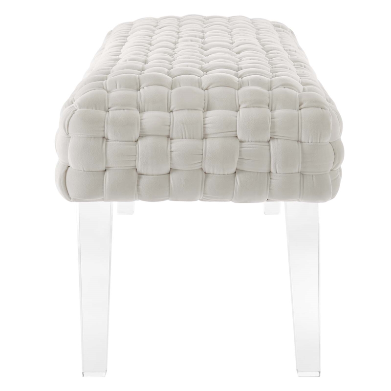 Modway Prologue Modern Woven Performance Velvet Ottoman in White