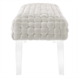 Modway Prologue Modern Woven Performance Velvet Ottoman in White