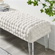 Modway Prologue Modern Woven Performance Velvet Ottoman in White