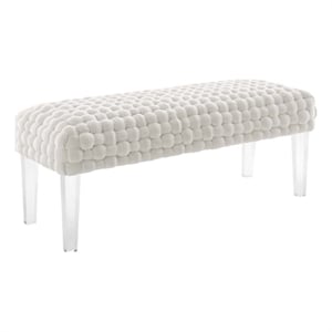 Modway Prologue Modern Woven Performance Velvet Ottoman in White