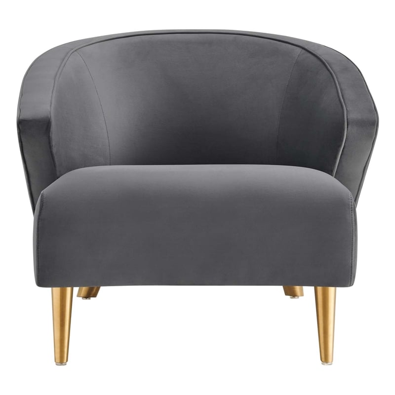 Modway Odyssey Modern Performance Velvet Armchair in Gray/Gold