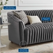 Modway Announce Modern Performance Velvet Channel Tufted Sofa in Charcoal
