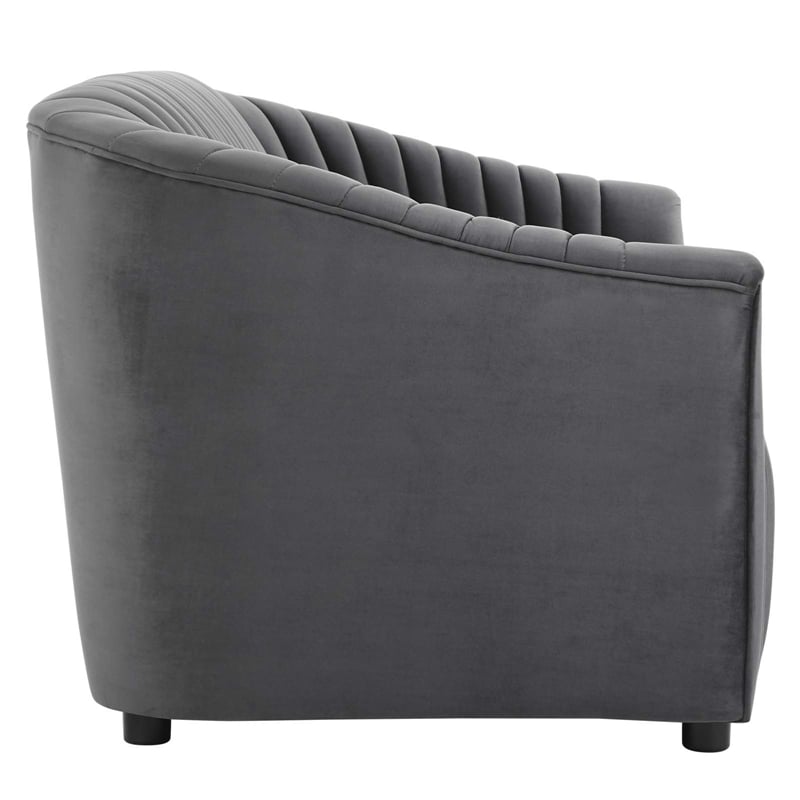 Modway Announce Modern Performance Velvet Channel Tufted Loveseat in Charcoal