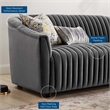 Modway Announce Modern Performance Velvet Channel Tufted Loveseat in Charcoal