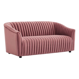 modway announce channel tufted performance velvet loveseat in dusty rose pink