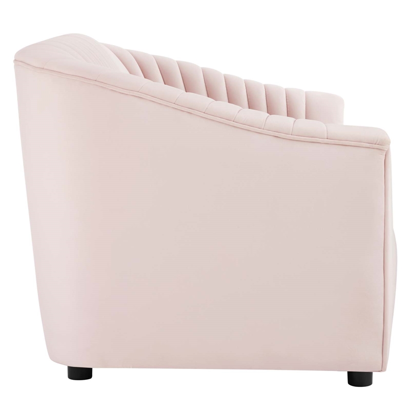 Modway Announce Modern Performance Velvet Channel Tufted Loveseat in Pink
