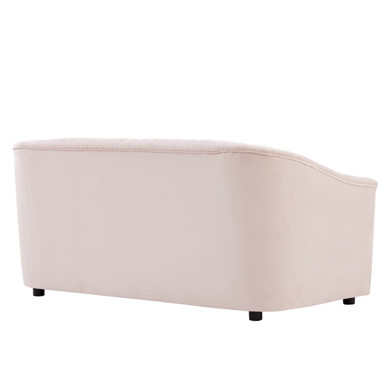 Modway Announce Modern Performance Velvet Channel Tufted Loveseat in Pink