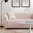 Modway Announce Modern Performance Velvet Channel Tufted Loveseat in Pink