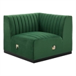 Modway Conjure Modern Channel Tufted Velvet Right Corner Chair in Green