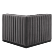 Modway Conjure Modern Channel Tufted Velvet Right Corner Chair in Gray